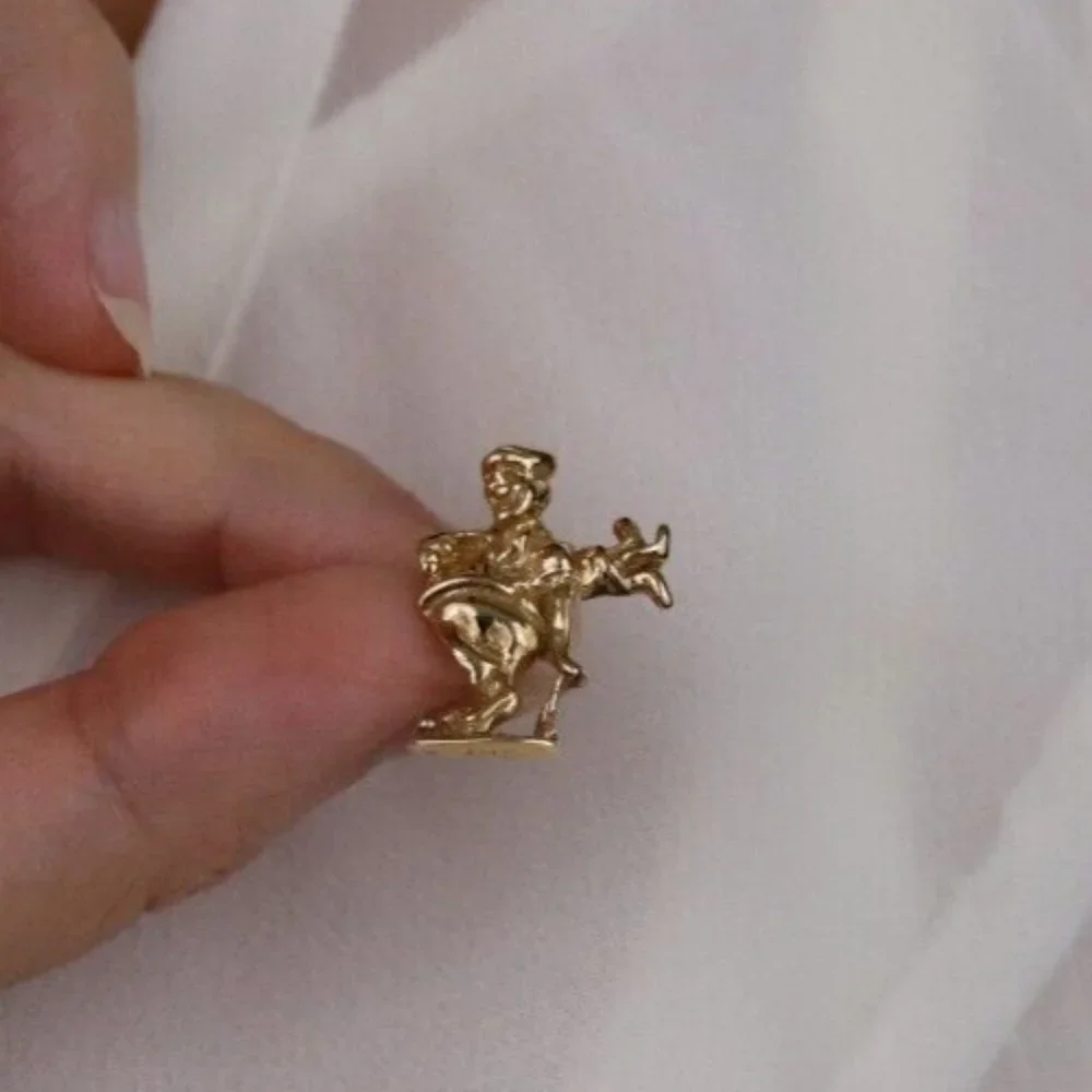 Mens 14k Yellow Gold Golf Tie Tack Lapel Pin Man Golf Bag